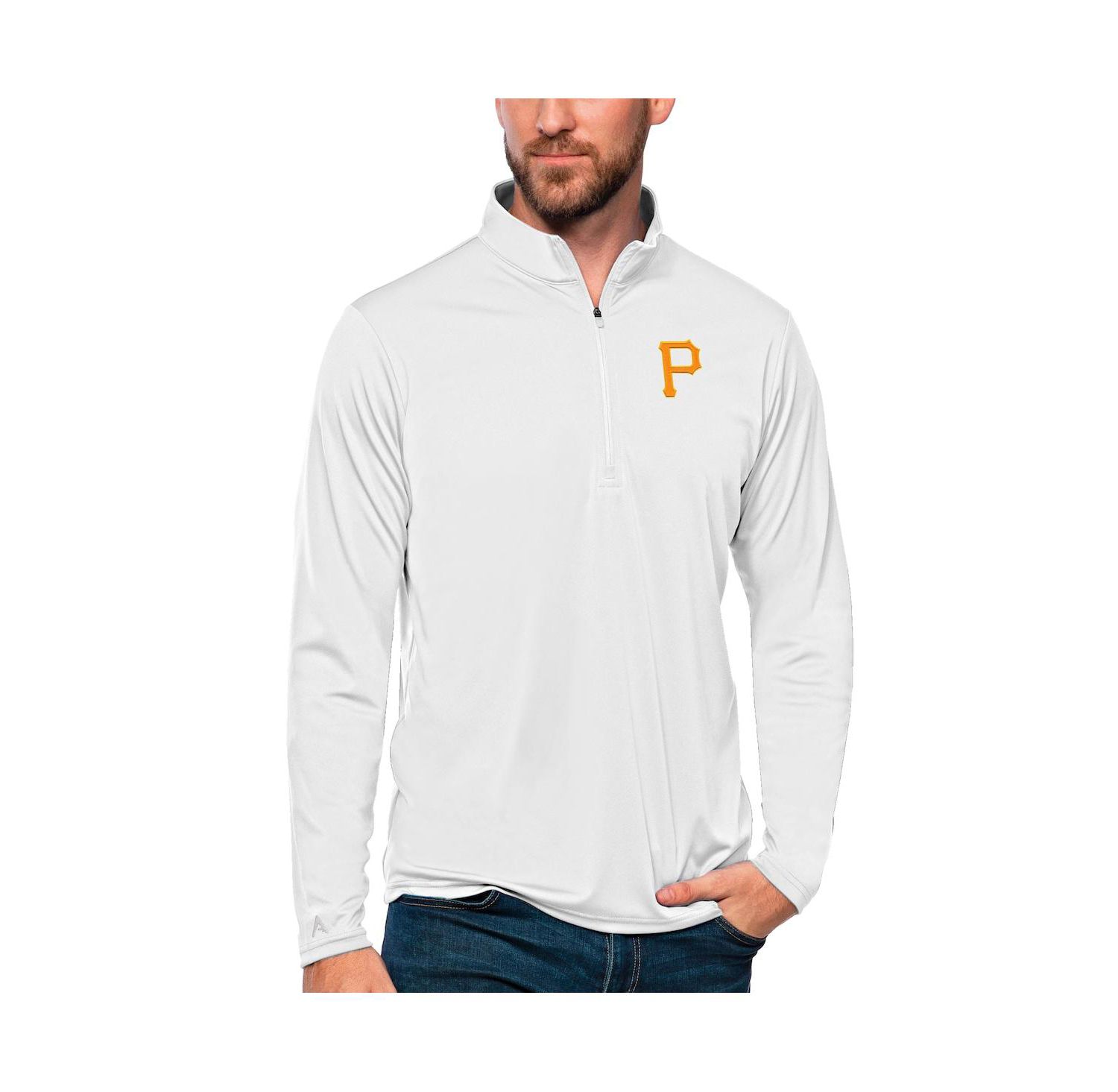 Men's White Pittsburgh Pirates Tribute Quarter-Zip Pullover Top