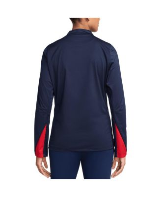 Women's Navy USMNT 2024 Strike Drill Performance Quarter-Zip Pullover Top