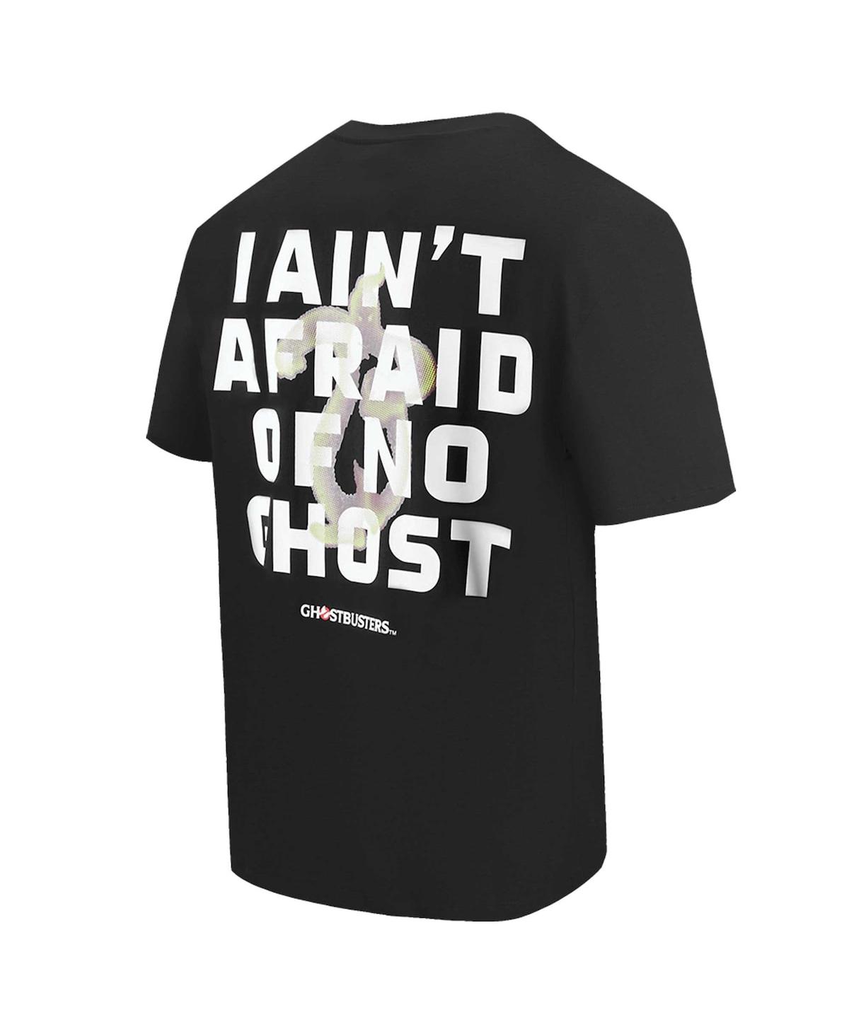FREEZE MAX MEN'S AND WOMEN'S BLACK GHOSTBUSTERS AFRAID OF NO GHOSTS DROPPED SHOULDER T-SHIRT 