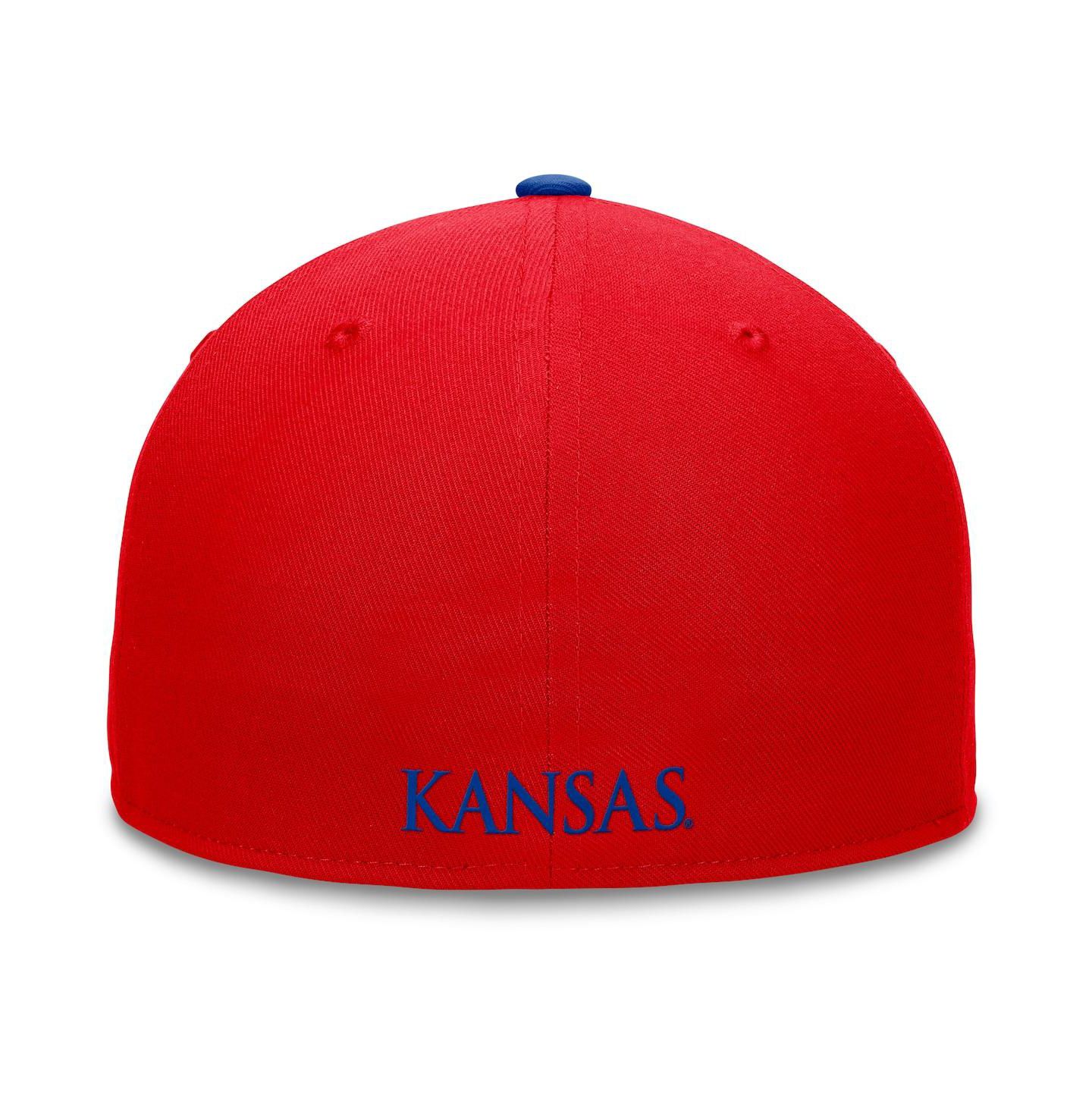 Мужская кепка Top of the World Red/Royal Kansas Jayhawks Rally Two-Tone Fitted Hat — фото 2