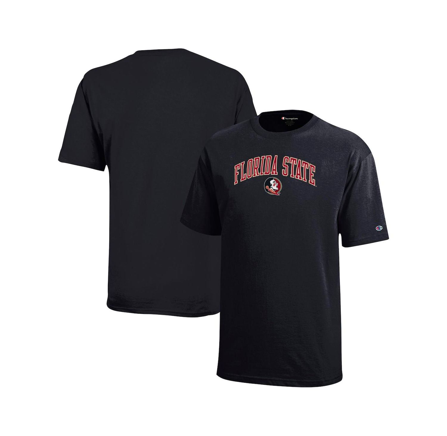 Big Boys and Girls Black Florida State Seminoles Arch Over Logo T-Shirt
