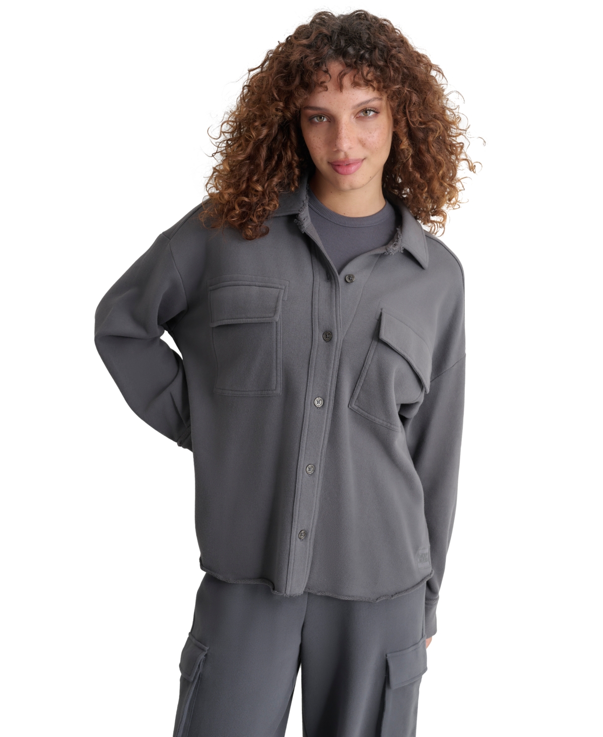 Dkny Jeans Women's Relaxed Cotton Shirt Jacket In Forged Iron