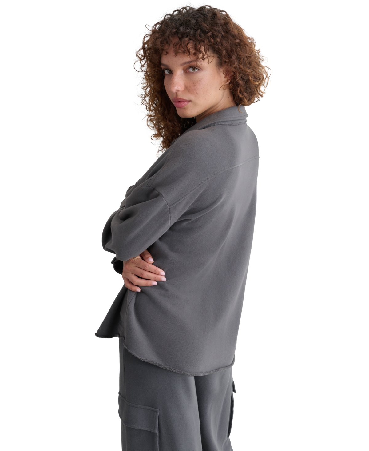Dkny Jeans Women's Relaxed Cotton Shirt Jacket In Forged Iron