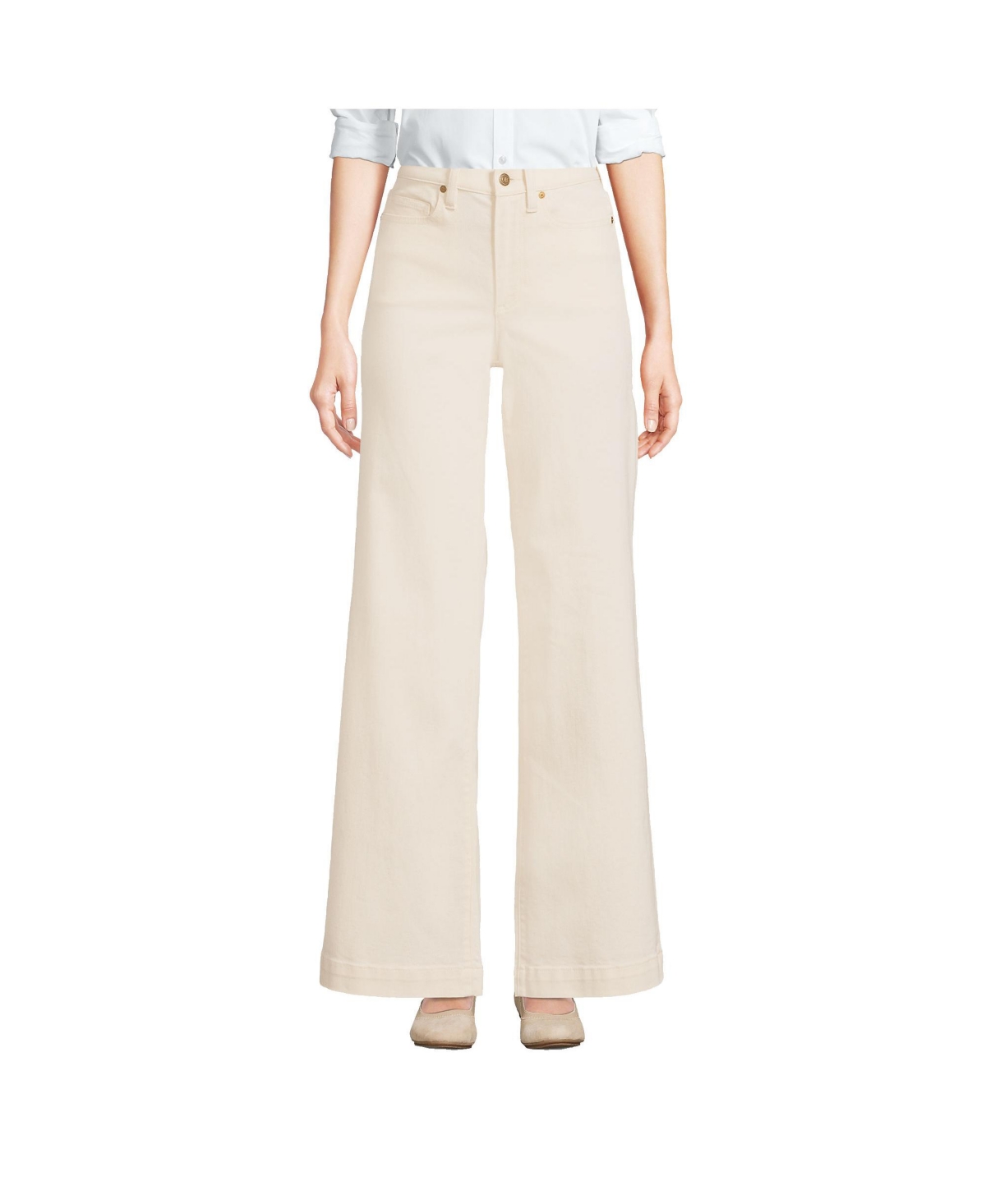 Petite Recycled Denim High Rise Wide Leg Jeans - Natural