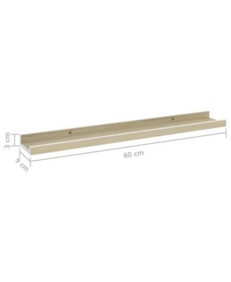Wall Shelf Set of 2 White and Sonoma Oak MDF 23.6in long