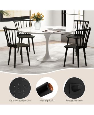 Rubber Wood Windsor Dining Chairs Set of 2 with Spindle Back for Living Room