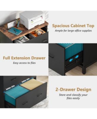 2-Drawer File Cabinet, Wood Lateral Filing Cabinet, Home Office File Cabinet for A4, Letter Size