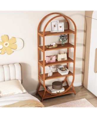 5-Tier Tall Arched Freestanding Bookshelf Display Rack Shelving Unit for Office, Bedroom, or Living Room (1PC)
