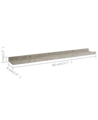 Wall Shelf Set of 2 Concrete grey MDF 23.6x3.5x1.2 in
