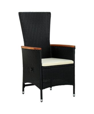 Patio Chairs 2 pcs with Cushions Poly Rattan Black