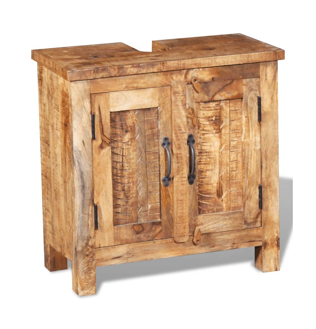 Bathroom Vanity Cabinet with Mirror Solid Mango Wood - Brown