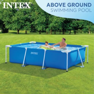 8.5ft x 26in Rectangular Frame Above Ground Backyard Swimming Pool, Blue
