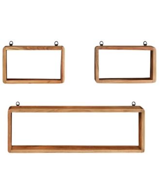 3 Piece Wall Cube Shelf Set Solid Acacia Wood