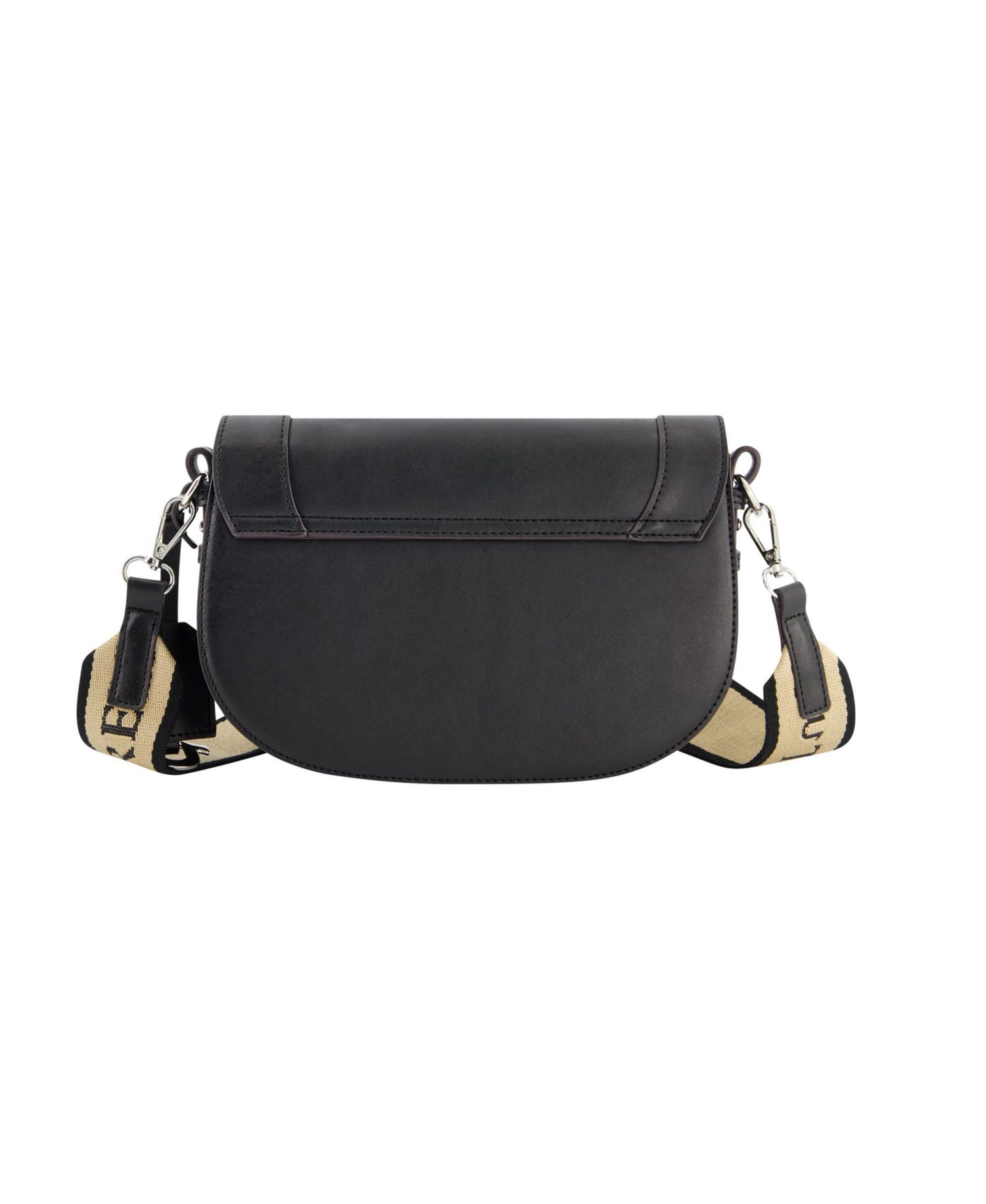 debossed logo flap shoulder bag