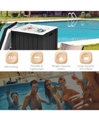 10 Gallon Ice Cooler w/ Built-in Handles and Detachable Lid