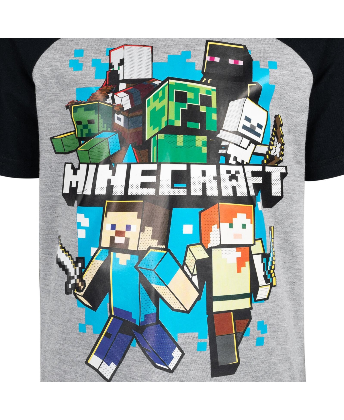 Minecraft Boys Creeper T-Shirt and French Terry Shorts Outfit Set to
