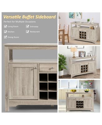 Buffet Server Sideboard Wine Cabinet Console Table Grey Home