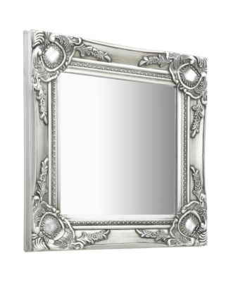 Wall Mirror Baroque Style 15.7"x15.7"Silver