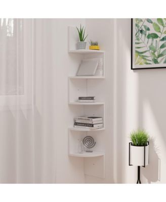 Wall Corner Shelf White 7.5"x7.5"x48.4" Engineered Wood