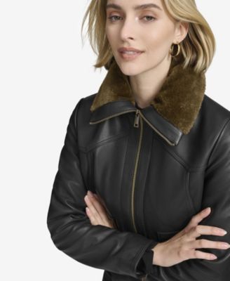 Women's Evie Aviator-Style Leather Jacket