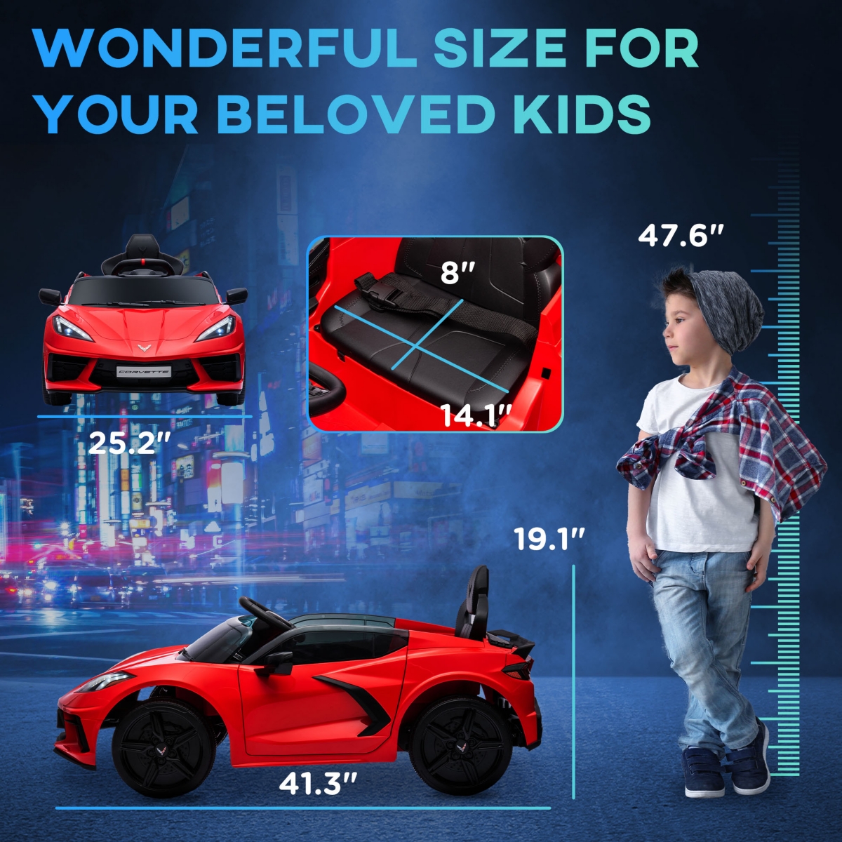 Qaba 12V Chevrolet Corvette Licensed Kids Electric Car W/ Remote, Orange