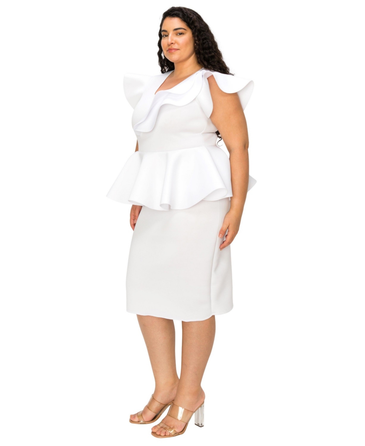 L I V D Plus Size Onyx Neoprene Peplum Dress