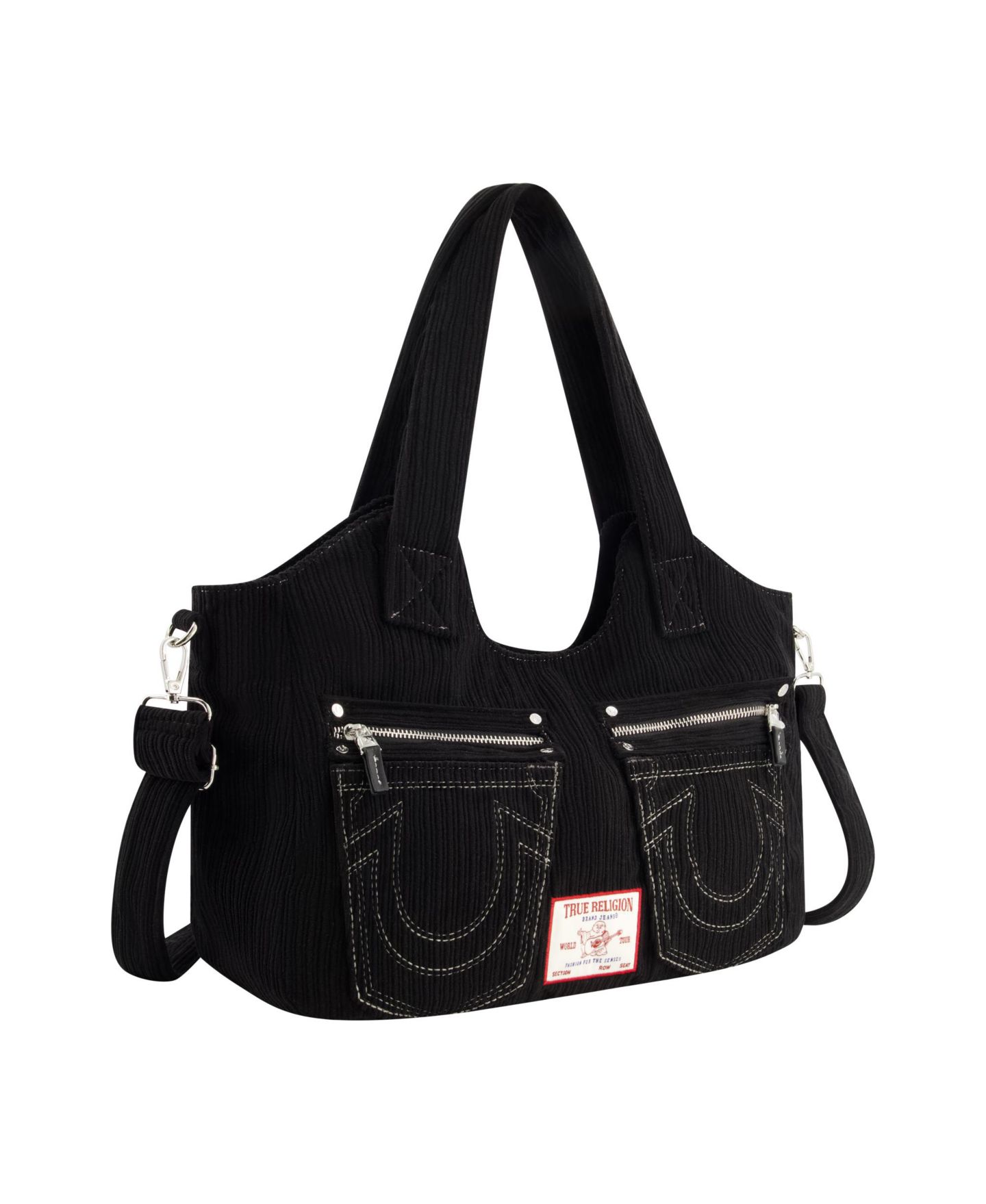 Женская сумка True Religion Horseshoe stitch Corduroy satchel., цвет: Чёрный — фото 4