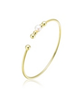 Genevive Sterling Silver with Gold Plated 6.5MM freshwater Pearl Bangle Bracelet - Gold