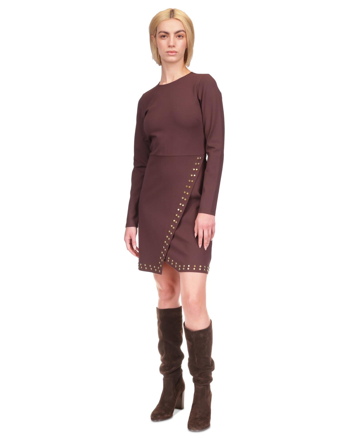 Michael Michael Kors Women's Stud-Detail Faux-Wrap Dress