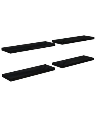 Floating Wall Shelves 4 pcs High Gloss Black 31.5"x9.3"x1.5" MDF