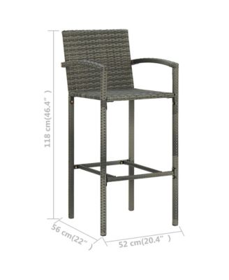 Bar Stools 4 pcs Gray Poly Rattan
