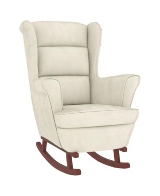 vidaXL Rocking Chair with Solid Wood Rubber Legs Cream Velvet - Macy's