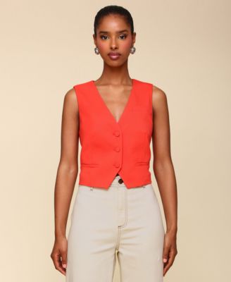 Avec Les Filles - Women's Oversized V-Neck Tailored Vest