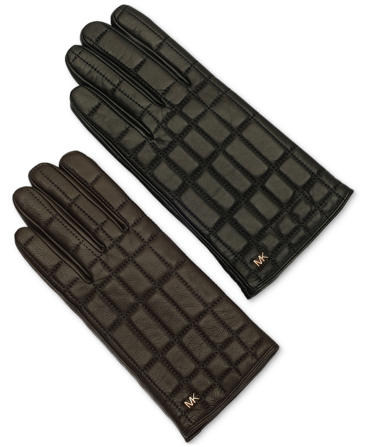 Michael Kors Michael  Women's Quilted Leather Tech Gloves In Black Gold