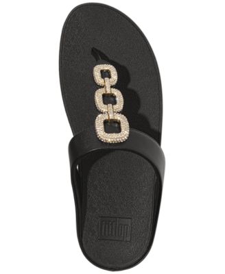 Women's Fino Crystal Chain Leather Toe-Post Sandals
