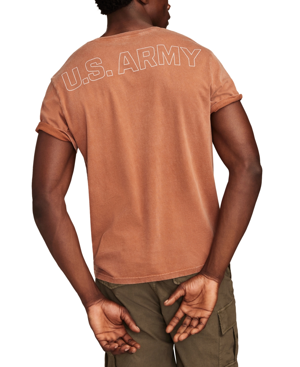 Lucky Brand Men's Small Army Logo with Large Back Hit T-Shirt