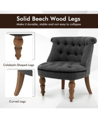 Set of 2 Upholstered Armless Slipper Chairs with Beech Wood Legs