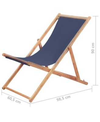 Beach Chair Blue Eucalyptus wood and Polyethylene fabric Large