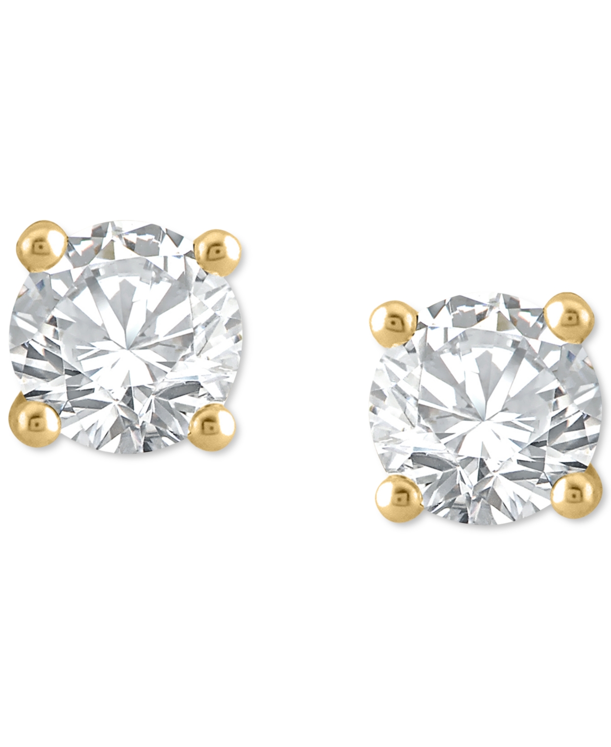 Macy's Diamond Four Prong Classic Stud Earrings (1/2 Ct. T.w.) In 14k Gold In Yellow Gold