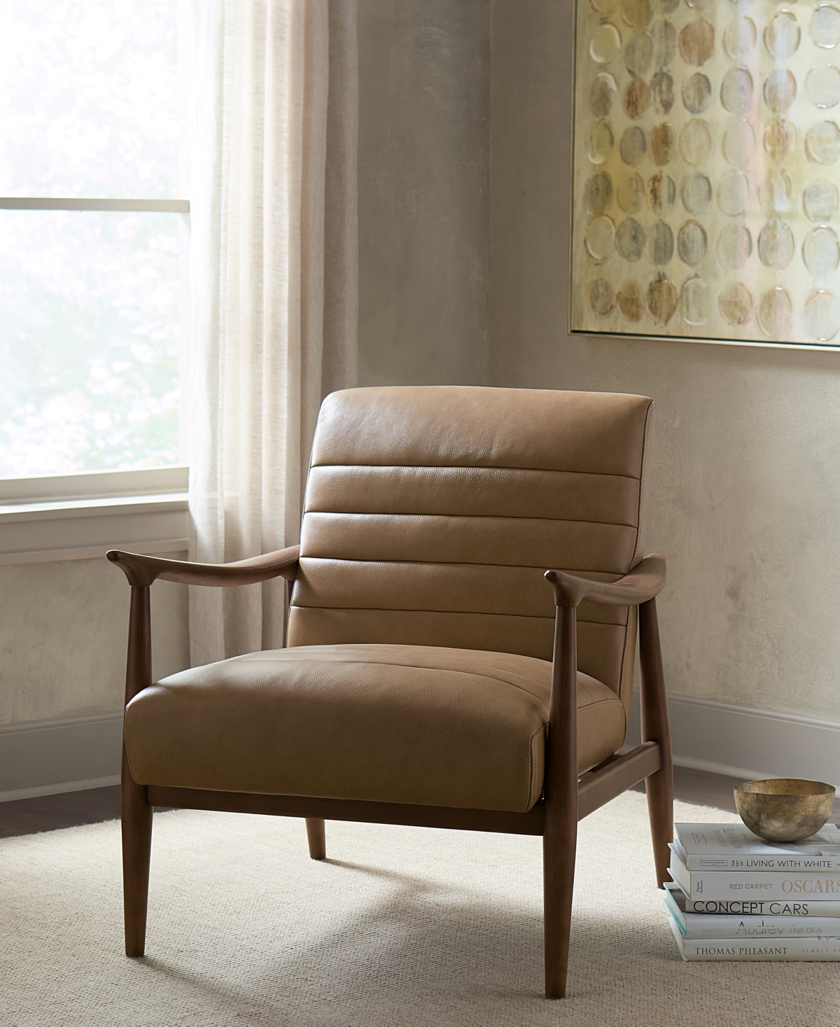 Elif Leather Accent Chair, Created for Macy's
