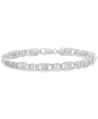 Men's Textured Mixed Mariner Link Chain Bracelet in 14k Gold-Plated Sterling Silver