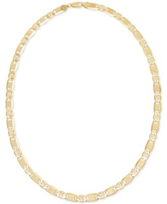 Men's Textured Mixed Mariner Link 22" Chain Necklace in 14 Gold-plated Sterling Silver