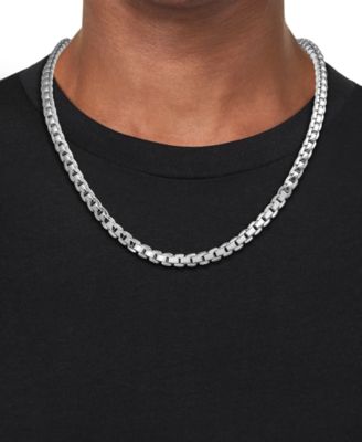 Men's Venezia Box Link 22" Chain Necklace in Sterling Silver