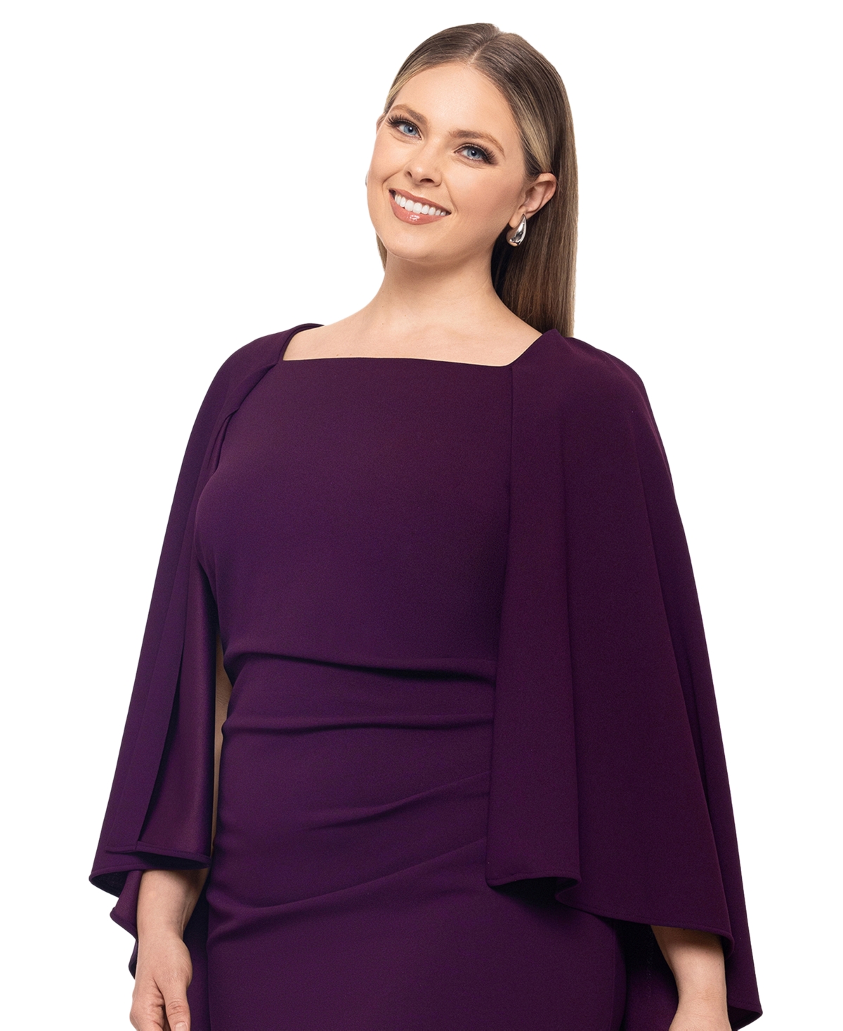 Betsy & Adam Plus Size Cape-Overlay Sheath Dress