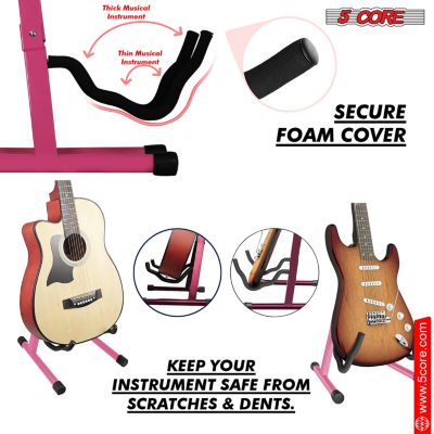 Double Guitar Stand Floor Adjustable Heavy Duty A Frame Folding Acoustic Electric Bass Mandolin Banjo Violin Holder Stands