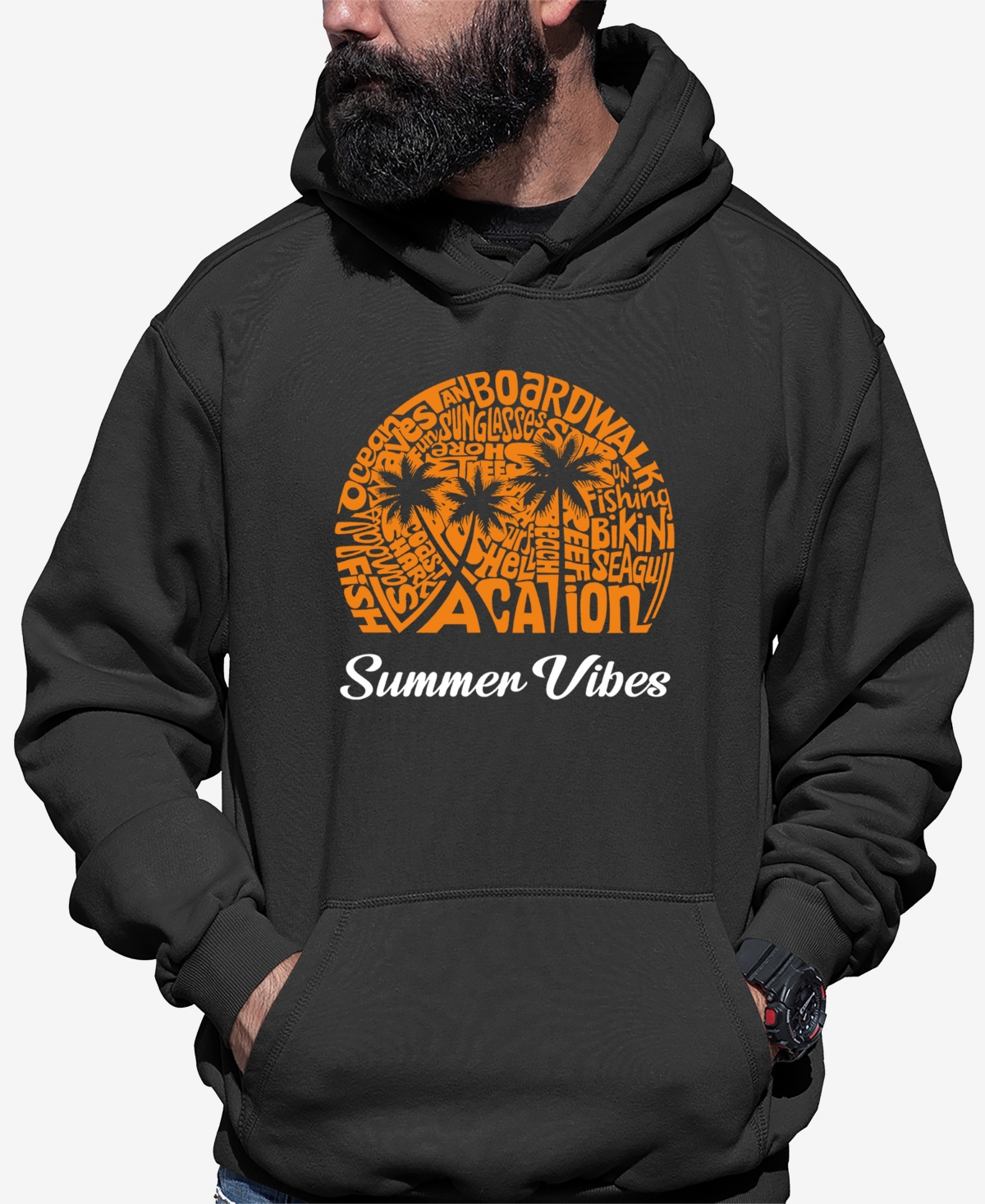 La Pop Art Men's Summer Vibes Word Art Hooded Sweatshirt