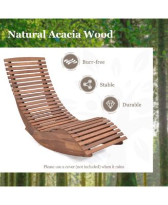 Outdoor Acacia Wood Rocking Chair with Widened Slatted Seat and High Back