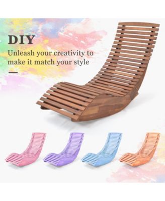 Outdoor Acacia Wood Rocking Chair with Widened Slatted Seat and High Back