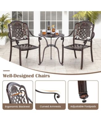 Patio Dining Chairs – 2 Pc, Cast Aluminum, Metal Armchairs, Stackable Design, Outdoor Furniture for Garden or Patio
