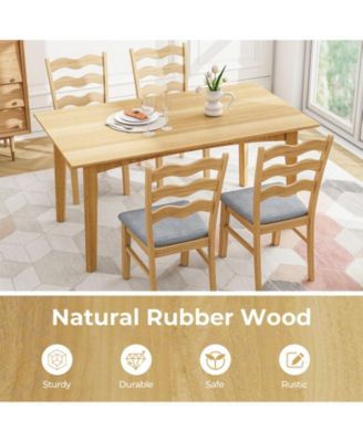 Dining Chair Set of 2 Linen Fabric Upholstered Kitchen Chairs with Padded Seat-Natural